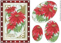 Vintage Christmas Poinsettias Oval Pyramid