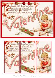 Vintage Valentine Cupid Panel Card