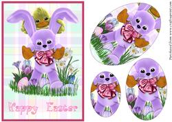 Cute Easter Bunny with Duck Oval Pyramid
