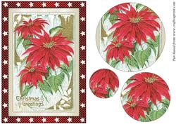 Vintage Christmas Poinsettias Circle Pyramid
