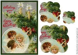 Three Christmas Angels Scalloped Pyramid