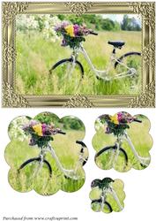 Bicycle with Flowers Scalloped Pyramid