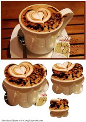 Coffee Heart Valentines Scalloped Pyramid