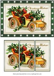 Christmas Car with Mistletoe Panel Card