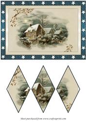 Victorian Christmas Scene Diamond Panel Card
