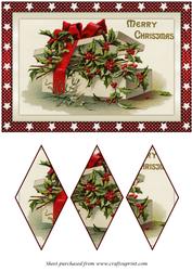 Christmas Gift Box with Holly Diamond Panel Card
