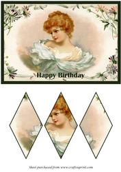 Victorian Girl Diamond Panel Card