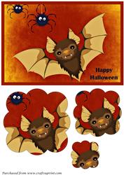 Halloween Bat and Spiders Scalloped Pyramid