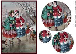 Vintage Ladies Skating Circle Pyramage