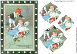 Vintage Christmas Children on Ice Splendid Pyramid