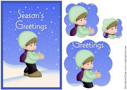 Christmas Boy in Snow Scalloped Pyramid
