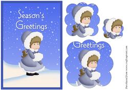 Christmas Girl in Snow Scalloped Pyramid