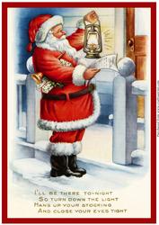 Vintage Christmas Santa with Lamp A4