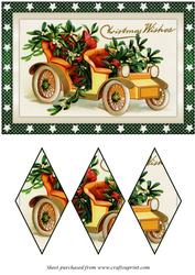 Christmas Car with Mistletoe Diamond Panel Card