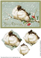 Vintage Christmas Birds on Branch Splendid Pyramid
