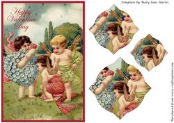 Vintage Valentine Cherubs Splendid Pyramid