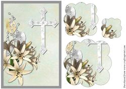 Easter Lilies with Cross Scalloped Pyramid
