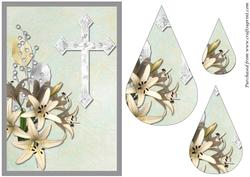 Easter Lilies with Cross Teardrop Pyramid