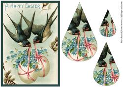 Vintage Easter Birds Teardrop Pyramid