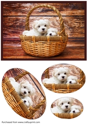 Cute Puppies in Basket Oval Pyramid