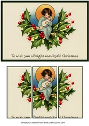 Vintage Christmas Girl with Doll Panel Card