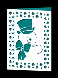 CHRISTMAS SNOWMAN WITH BOW FRAMED CARD