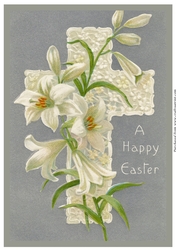 Vintage Easter Lilies with Cross A4