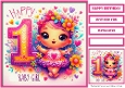 Toddler Girl One Year Old Quick Card II