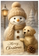Christmas Snowman and Dog A4