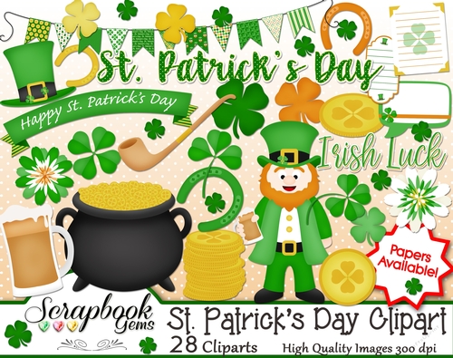 ST. PATRICKS DAY (IRISH) CLIPART - 28 Clipart Images