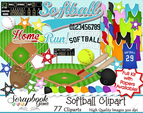 SOFTBALL Clipart - 77 Clipart