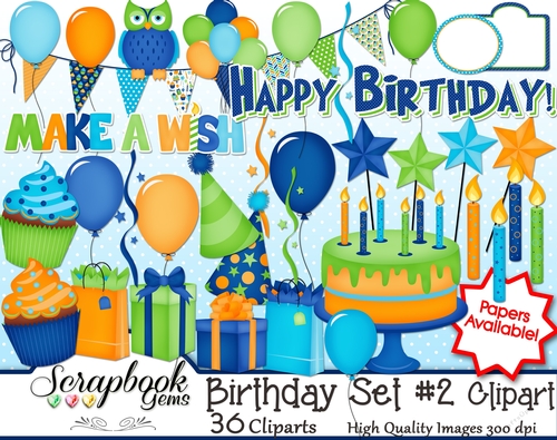 BIRTHDAY Set #2 CLIPART - 36 Clipart Images