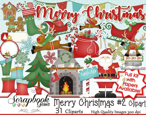 MERRY CHRISTMAS SET #2 CLIPART - 31 Clipart Images