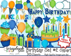BIRTHDAY Set #2 CLIPART - 36 Clipart Images