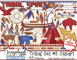 TRIBAL, Set #2 CLIPART - 45 Clipart Images