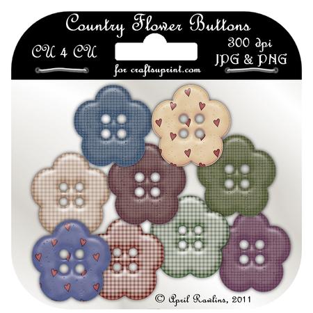 Country Flower Buttons