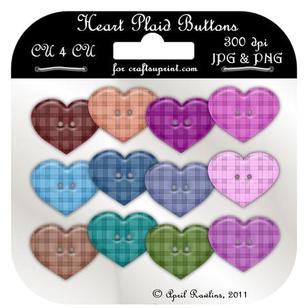 Heart Plaid Buttons