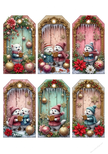 Christmas tags 08 kittens