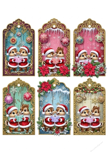 Christmas tags 12 chipmunks