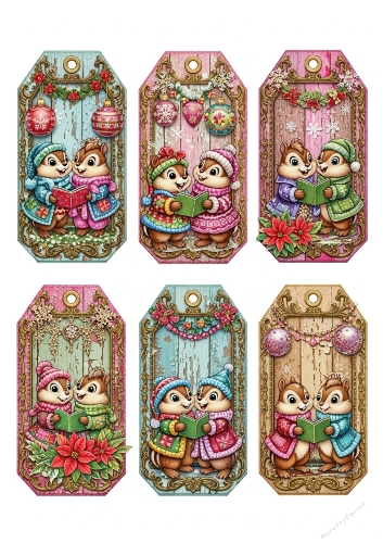 Christmas tags 14 chipmunks