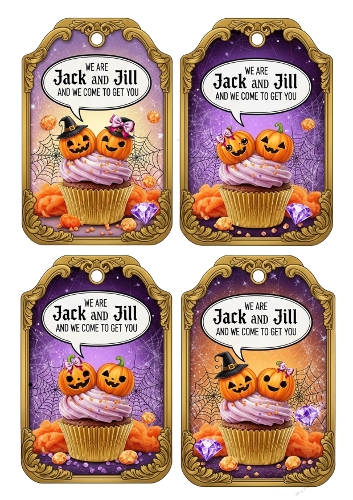 Jack-o-Lantern Jack & Jill cupcake tag 02