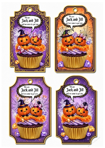 Jack-o-Lantern Jack & Jill cupcake tag 03