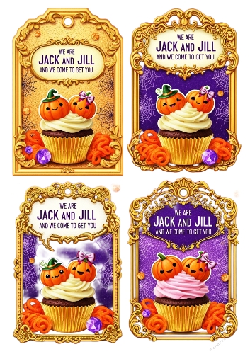 Jack-o-Lantern Jack & Jill cupcake tag 04