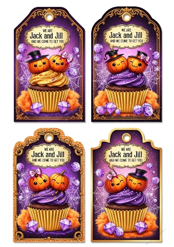 Jack-o-Lantern Jack & Jill cupcake tag 05