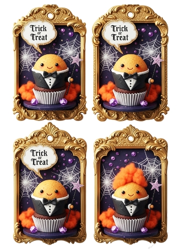Treat or Trick tuxedo cupcake tag