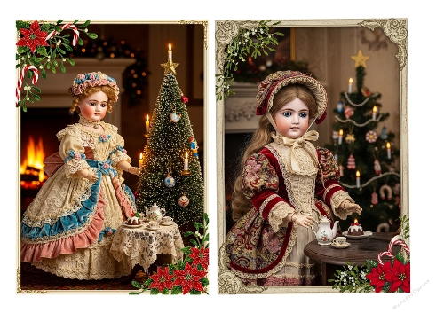 Large Antique Christmas Dolls 7