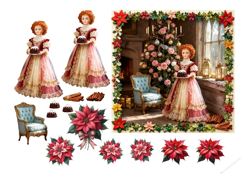 Antique decoupage Christmas doll 03
