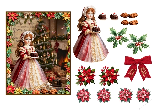 Antique decoupage Christmas doll 05
