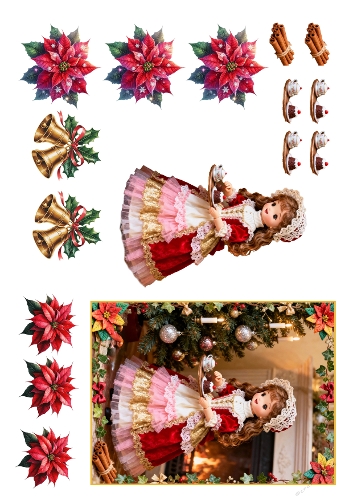 Antique decoupage Christmas doll 07