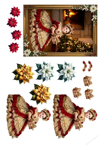 Antique decoupage Christmas doll 08